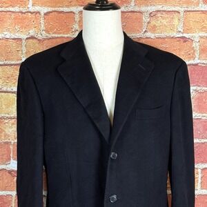 Ermenegildo Zegna Men Pure Cashmere‎ Solid Black Blazer Missing Size Tag Vintage
